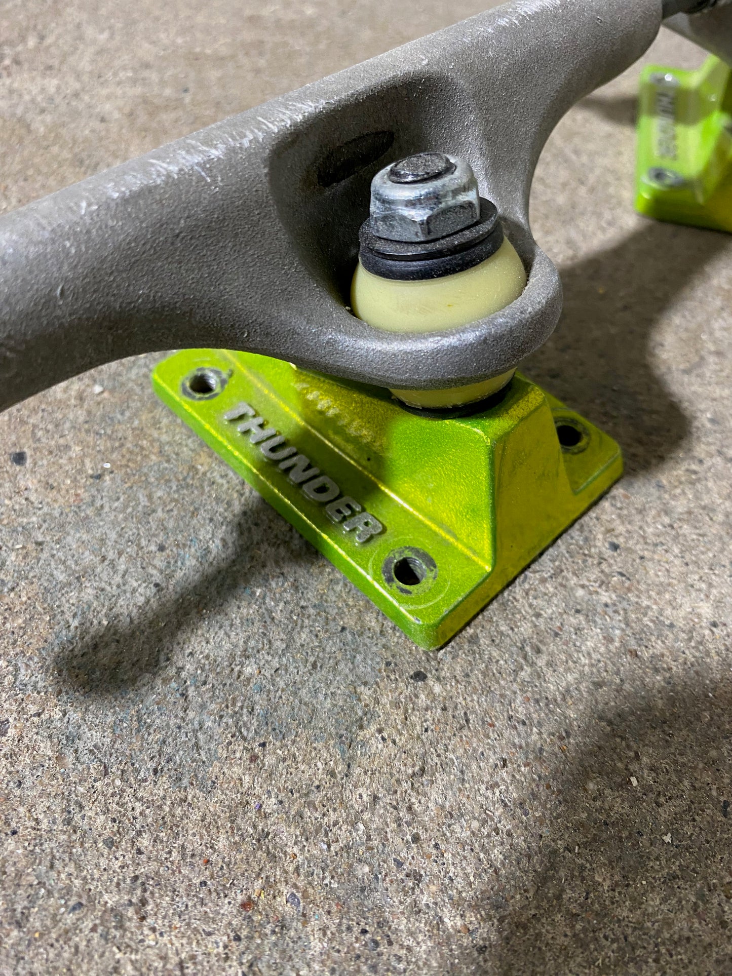 Thunder Light Trucks, Unfinished Hanger With Neon Green Base (Used)