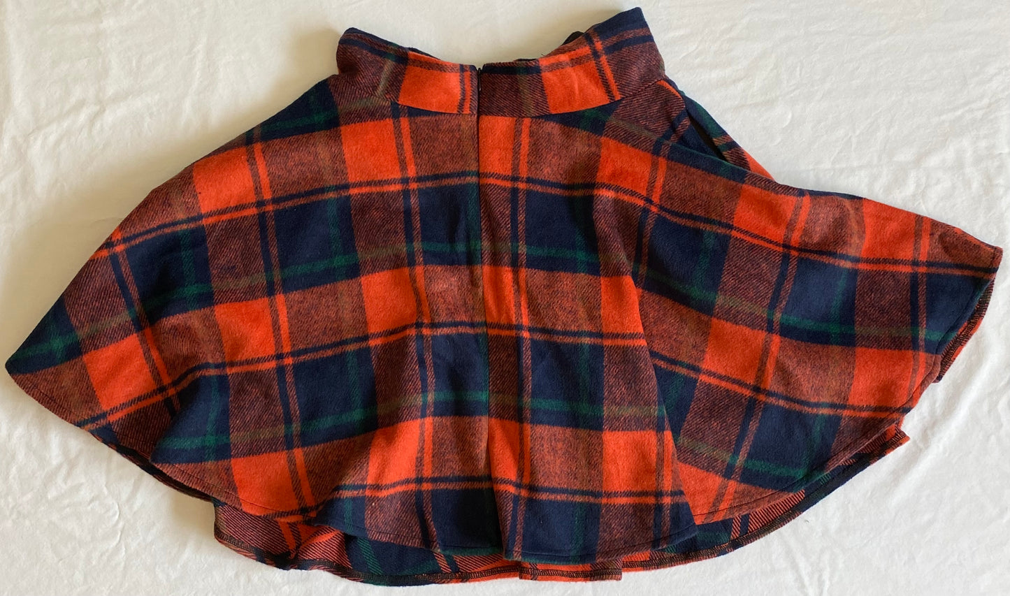 Red Flannel High Waisted A-Line Skirt by Tanming