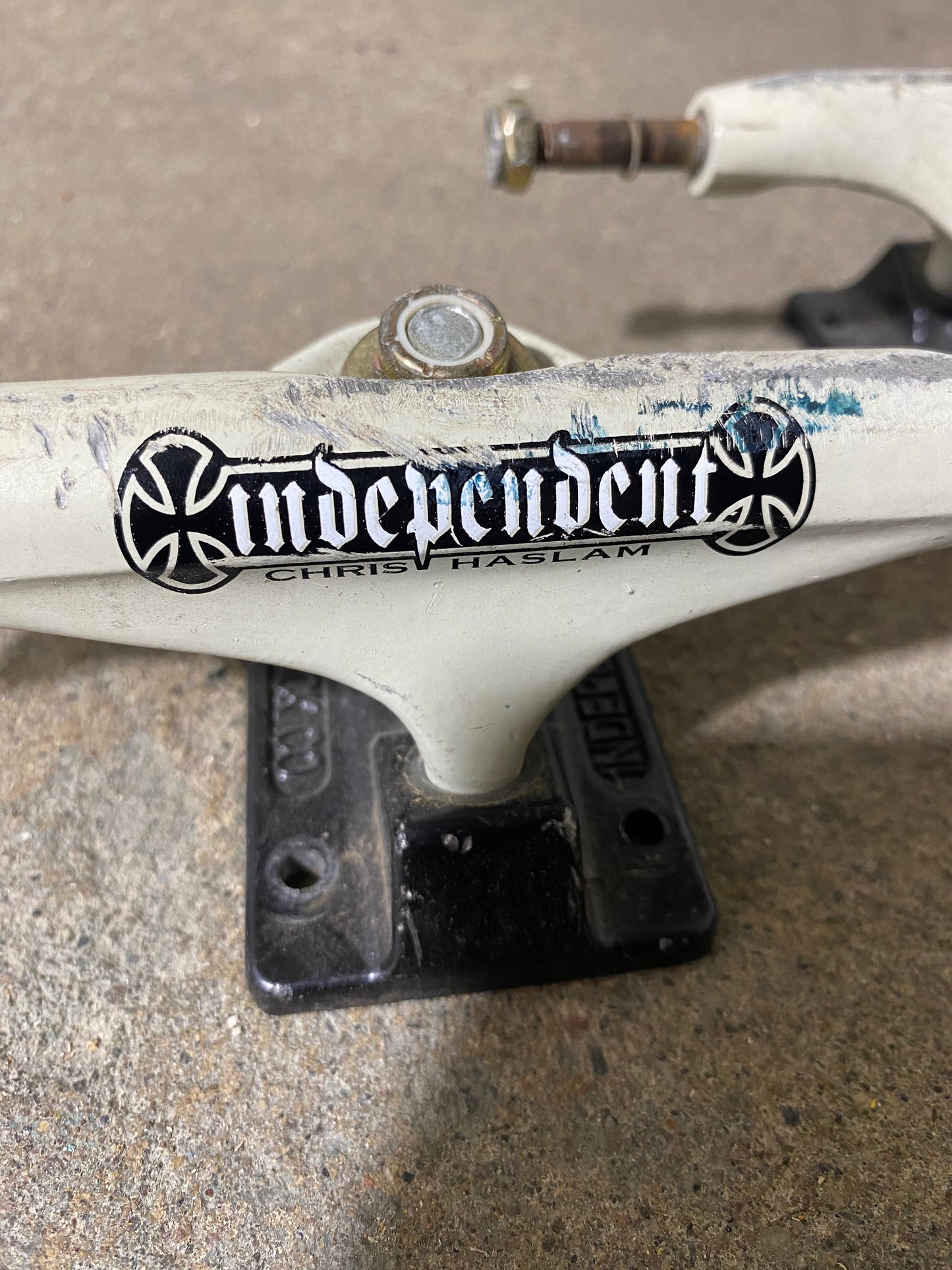 White Chris Haslam Independent Trucks (Used)